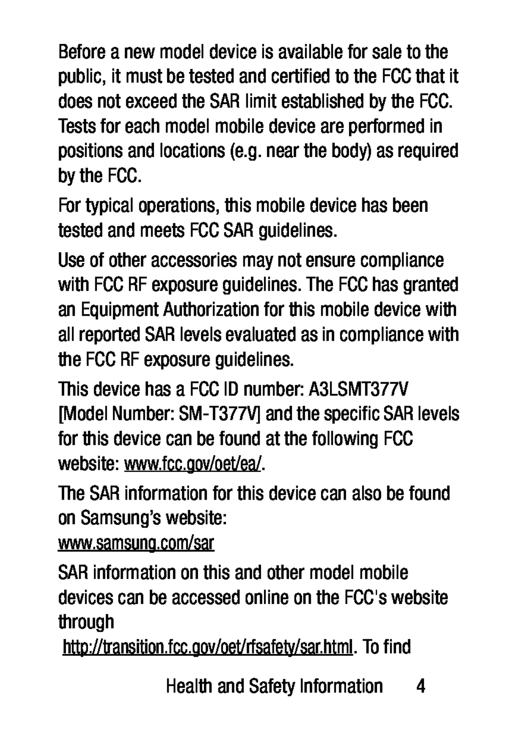 www.fcc.gov/oet/ea www.samsung.com/sar