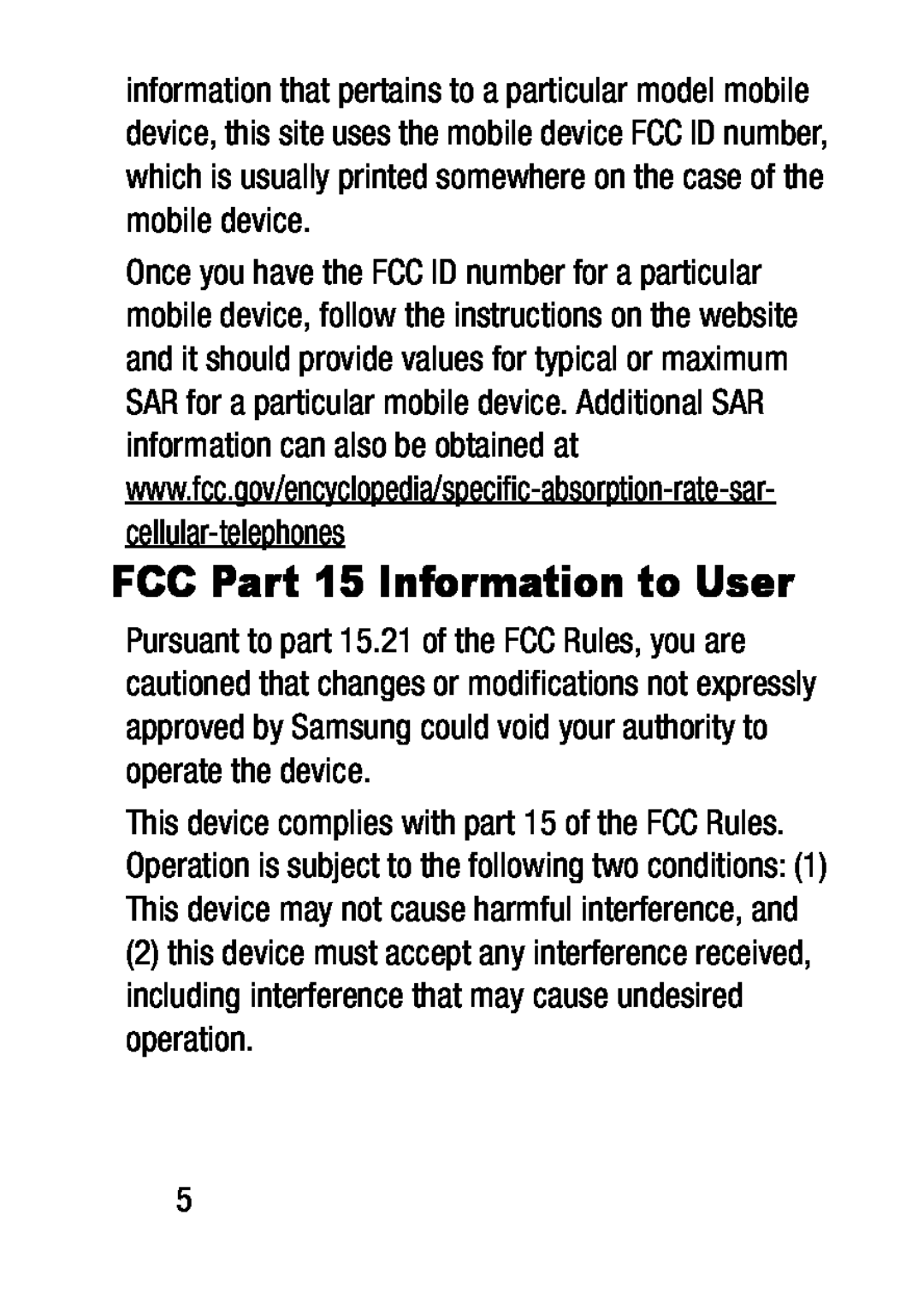 FCC Part 15 Information to User Galaxy Tab E 8.0 Verizon