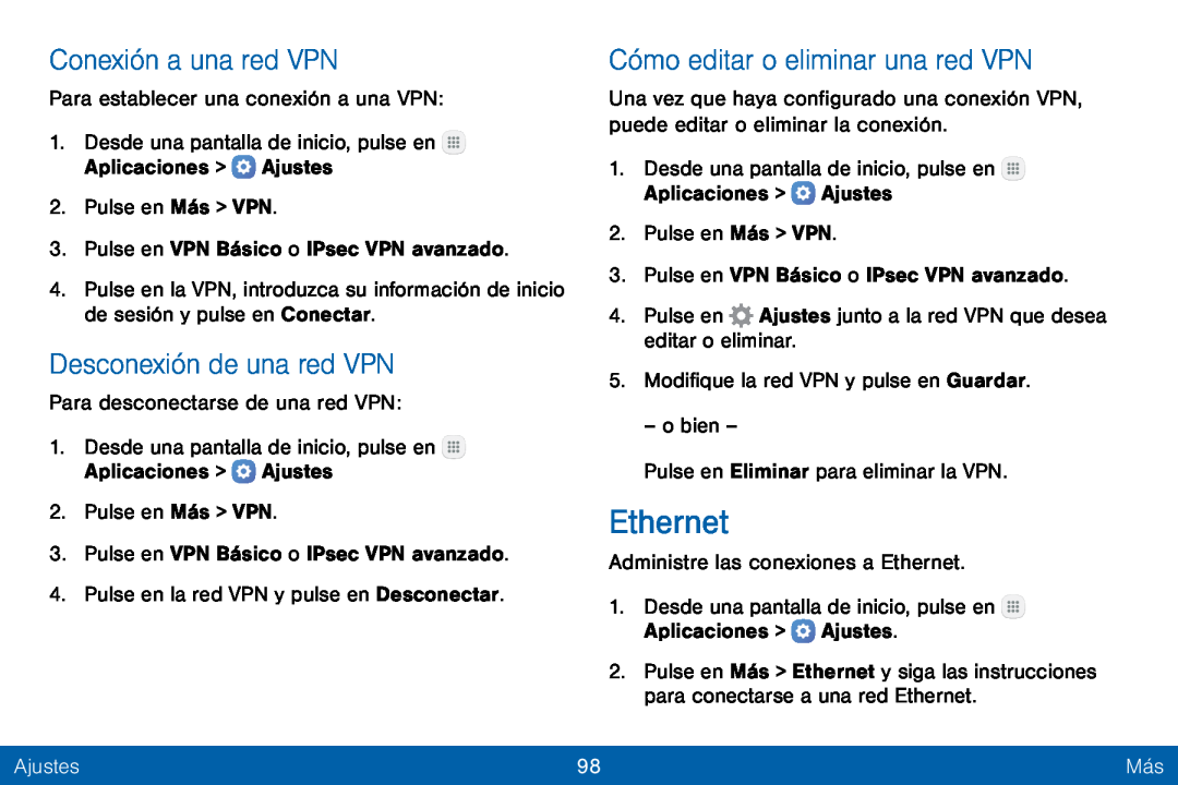 Conexión a una red VPN Desconexión de una red VPN