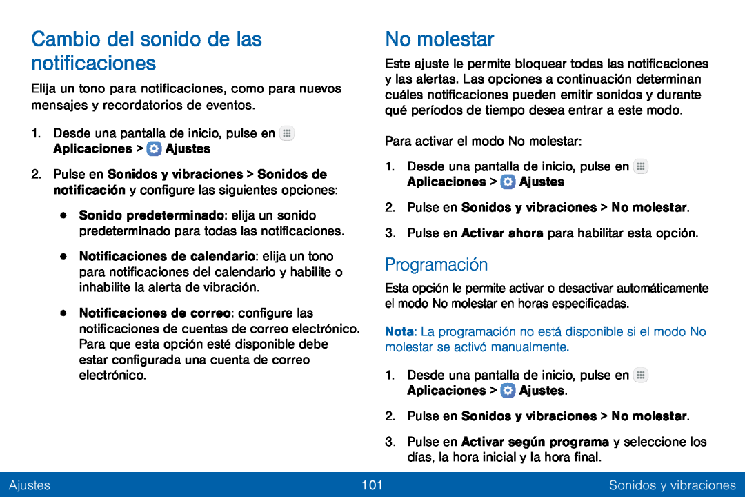 Programación Cambio del sonido de las notificaciones