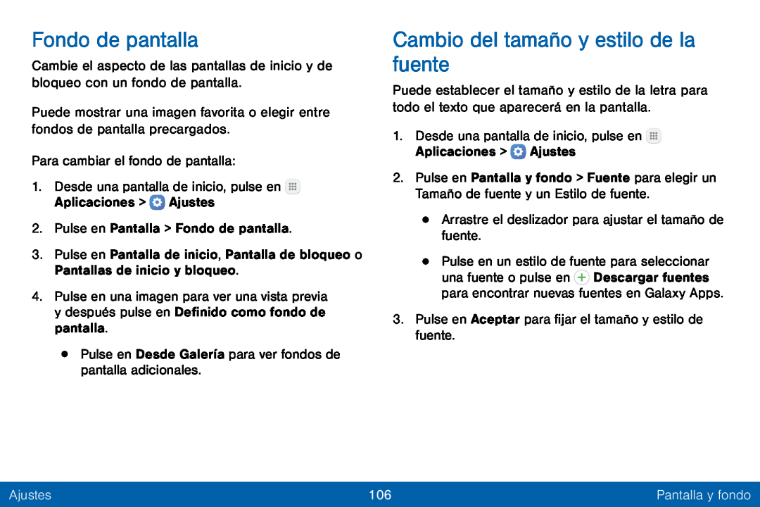 Cambio del tamaño y estilo de la fuente Galaxy Tab E 8.0 Verizon