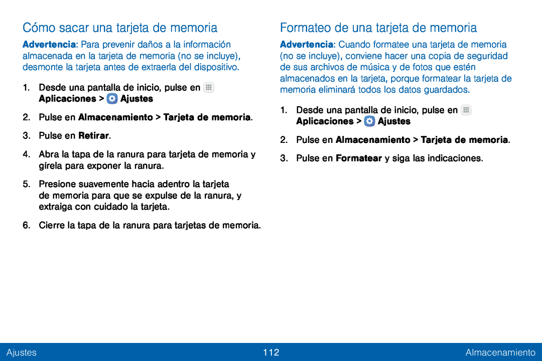 Formateo de una tarjeta de memoria Galaxy Tab E 8.0 Verizon