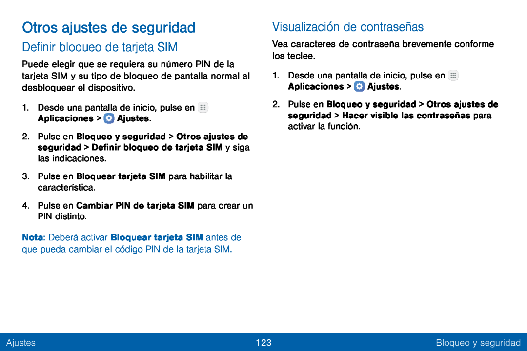 Visualización de contraseñas Galaxy Tab E 8.0 Verizon