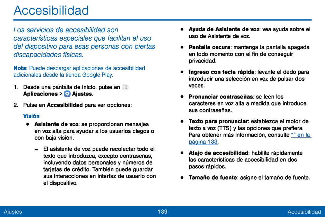 Accesibilidad Galaxy Tab E 8.0 Verizon