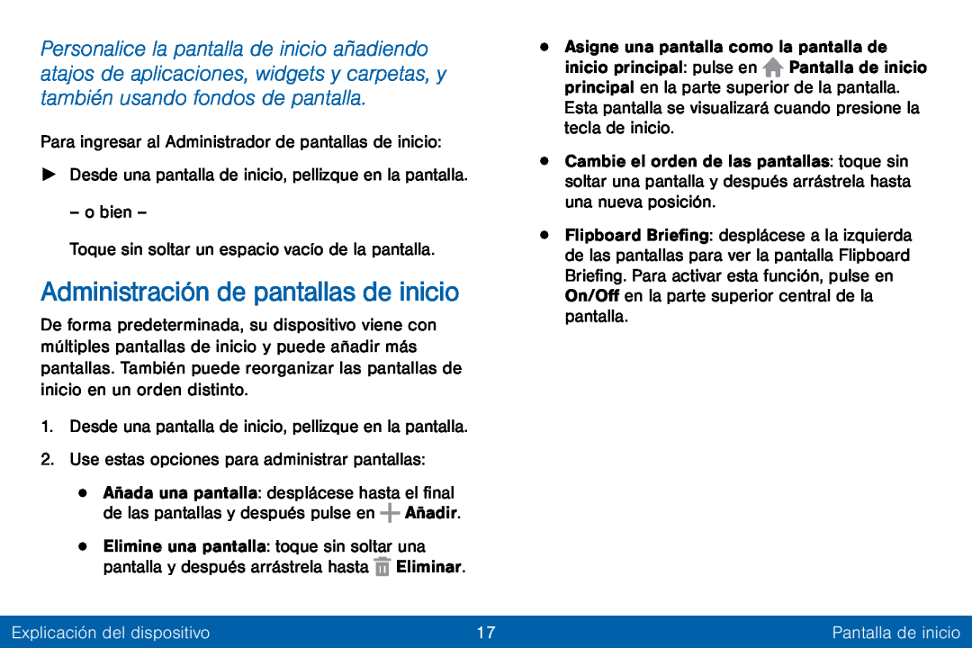 Administración de pantallas de inicio Galaxy Tab E 8.0 Verizon