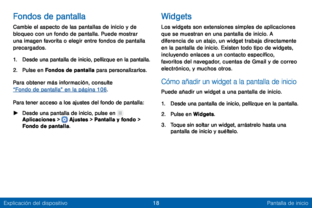 Cómo añadir un widget a la pantalla de inicio Galaxy Tab E 8.0 Verizon