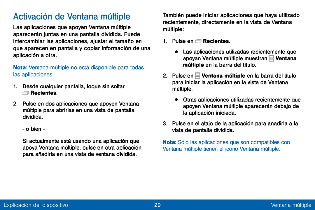 Activación de Ventana múltiple Galaxy Tab E 8.0 Verizon