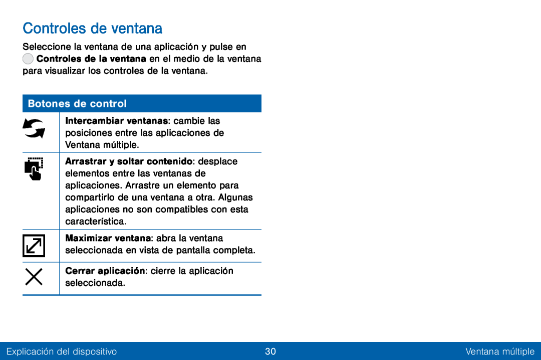 Botones de control Controles de ventana