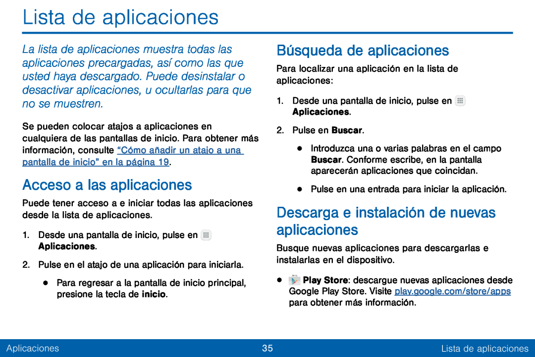 Acceso a las aplicaciones Búsqueda de aplicaciones