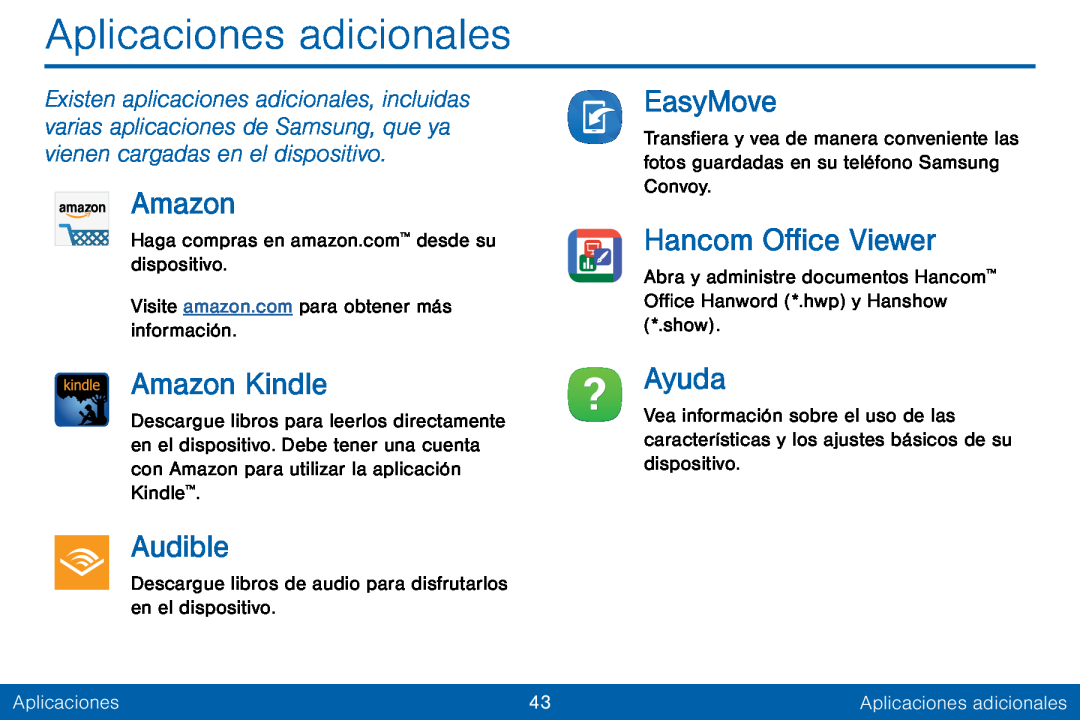 Aplicaciones adicionales Galaxy Tab E 8.0 Verizon