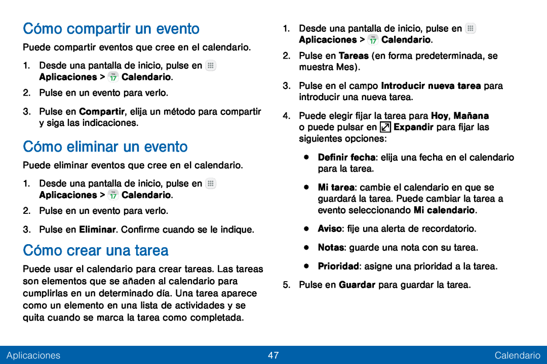 Cómo compartir un evento Galaxy Tab E 8.0 Verizon