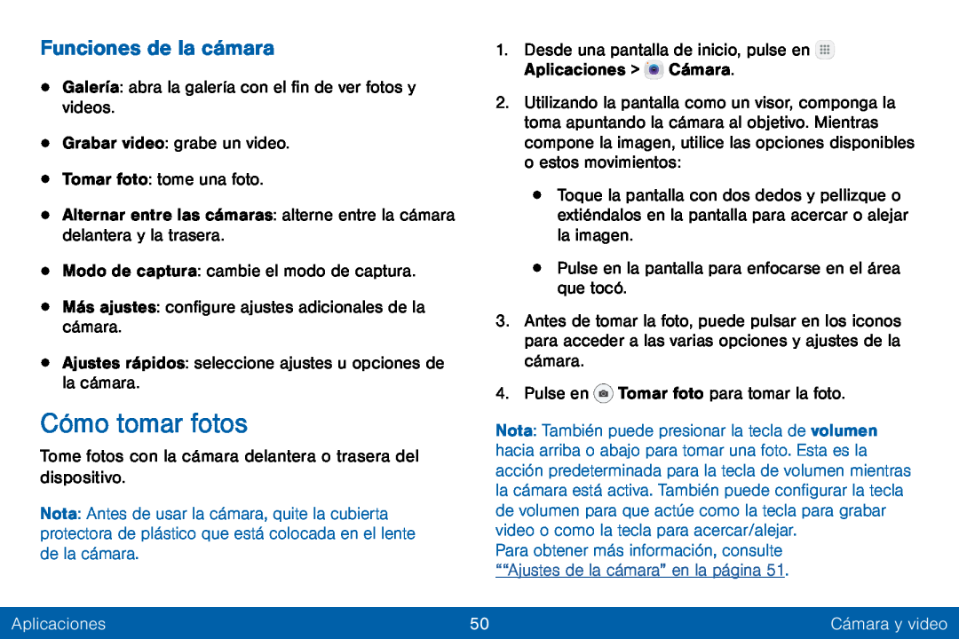 Funciones de la cámara Galaxy Tab E 8.0 Verizon