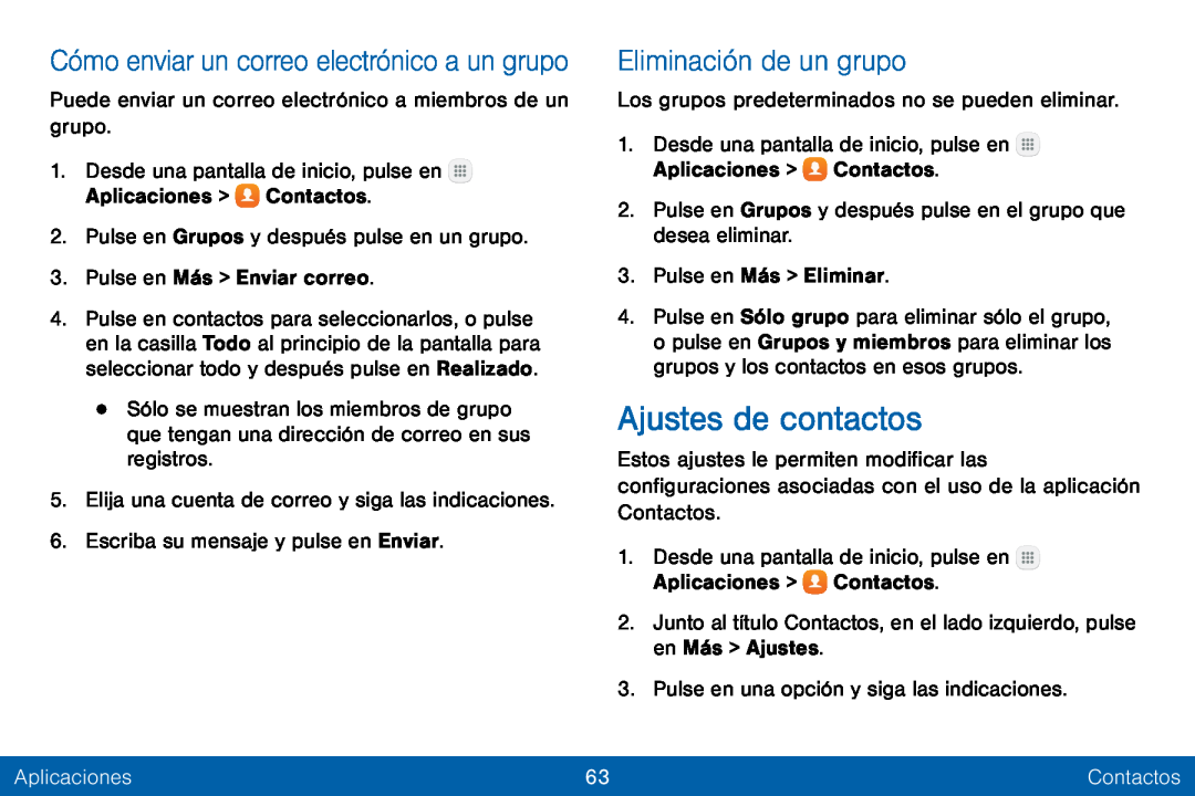 Eliminación de un grupo Galaxy Tab E 8.0 Verizon