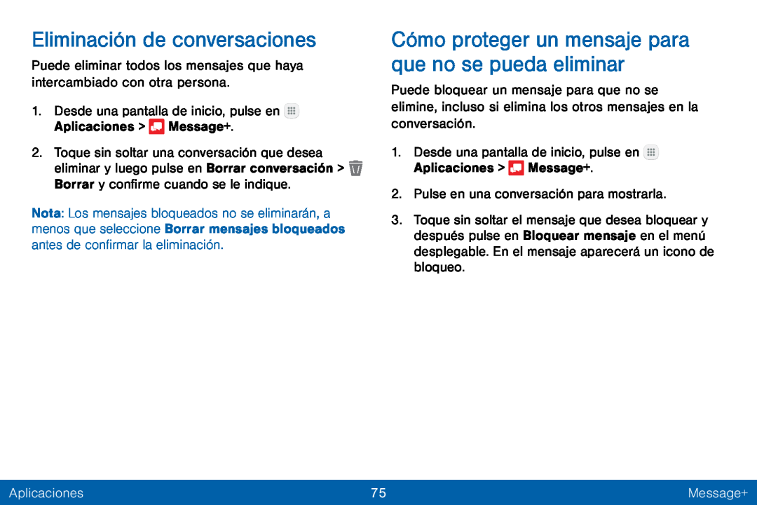 Eliminación de conversaciones Galaxy Tab E 8.0 Verizon