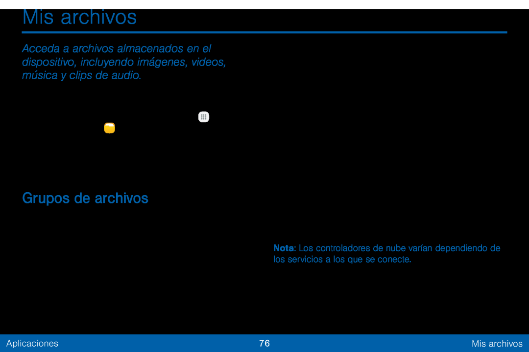 Grupos de archivos Galaxy Tab E 8.0 Verizon