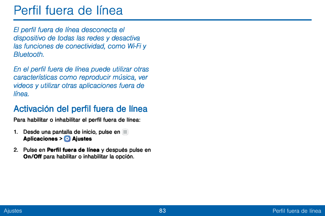 Activación del perfil fuera de línea Perfil fuera de línea