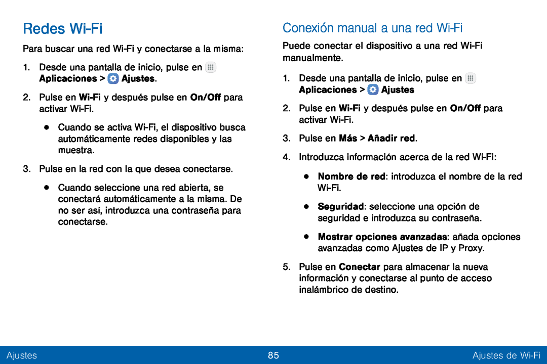 Conexión manual a una red Wi-Fi Galaxy Tab E 8.0 Verizon