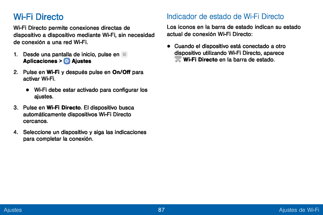 Indicador de estado de Wi-FiDirecto Wi-FiDirecto