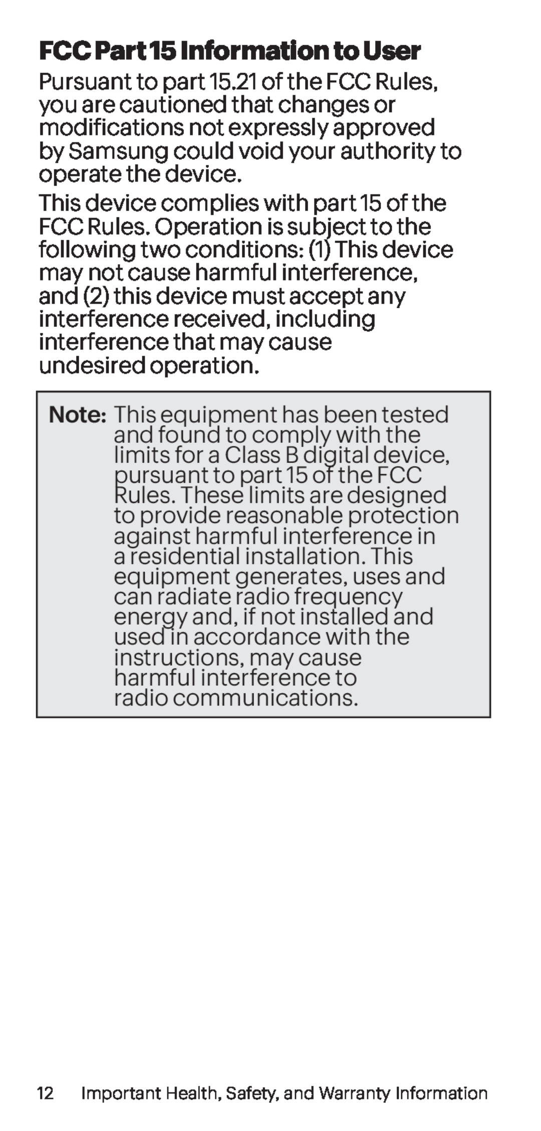 FCC Part 15 Information to User Galaxy Tab E 8.0 Sprint