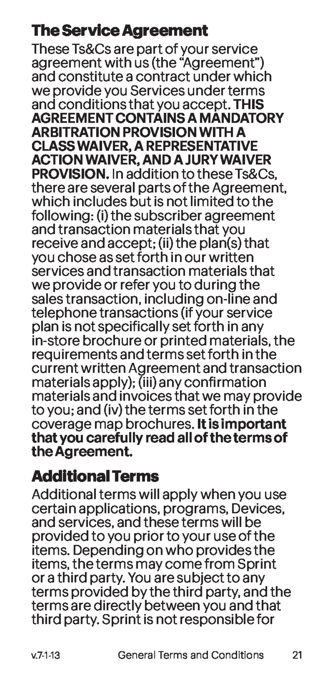 The Service Agreement Additional Terms