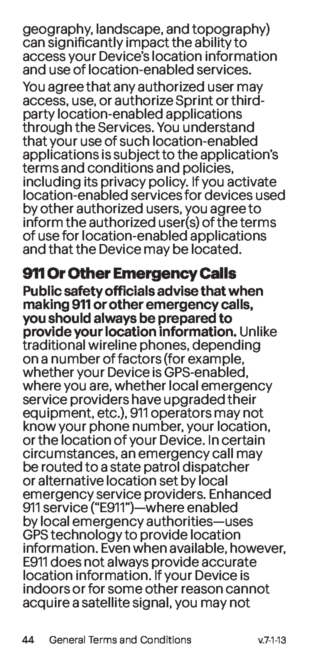 911 Or Other Emergency Calls