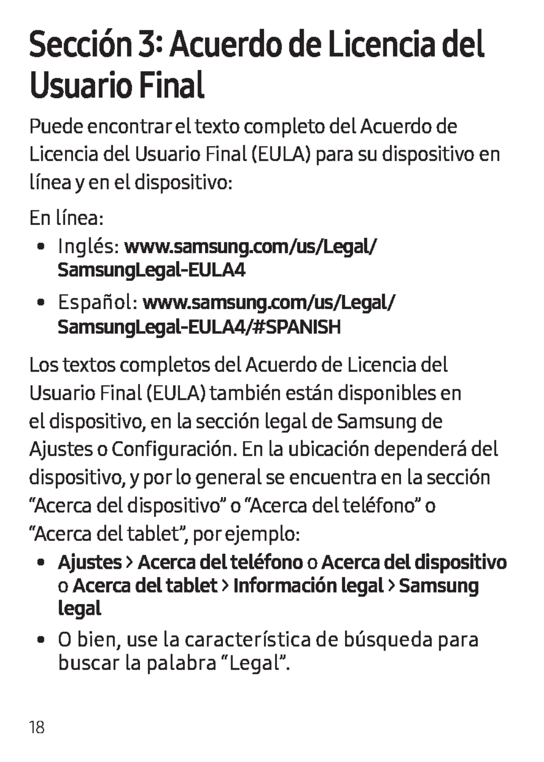 Sección 3: Acuerdo de Licencia del Usuario Final Galaxy Tab E 8.0 T-Mobile