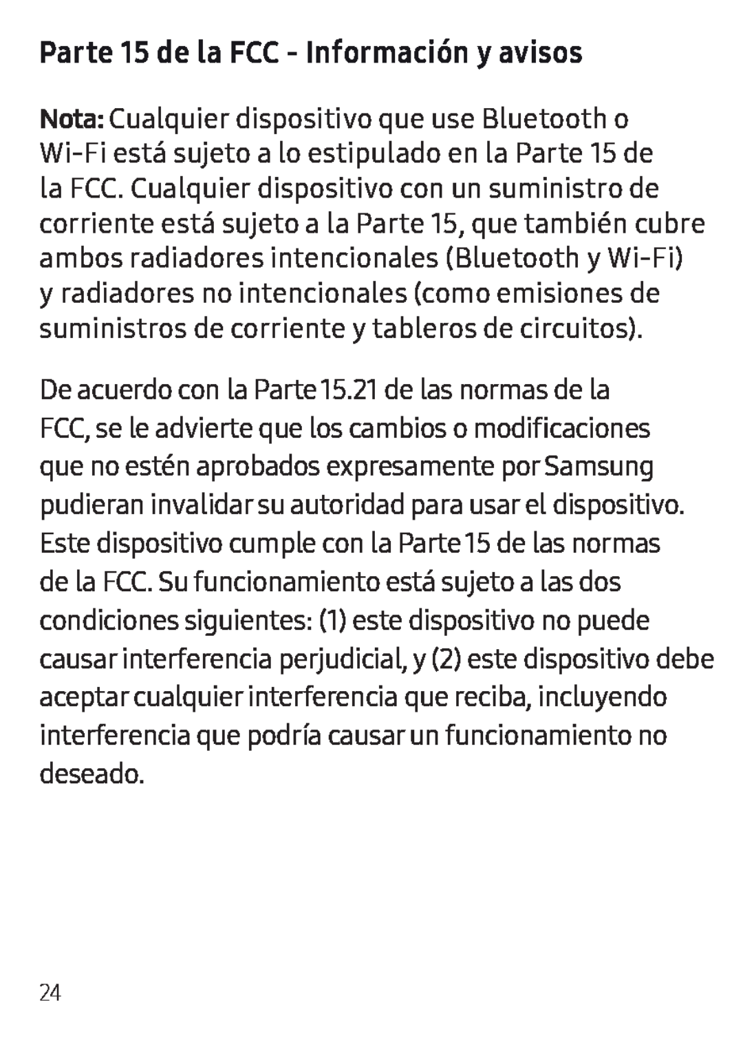 Parte 15 de la FCC - Información y avisos Galaxy Tab E 8.0 T-Mobile