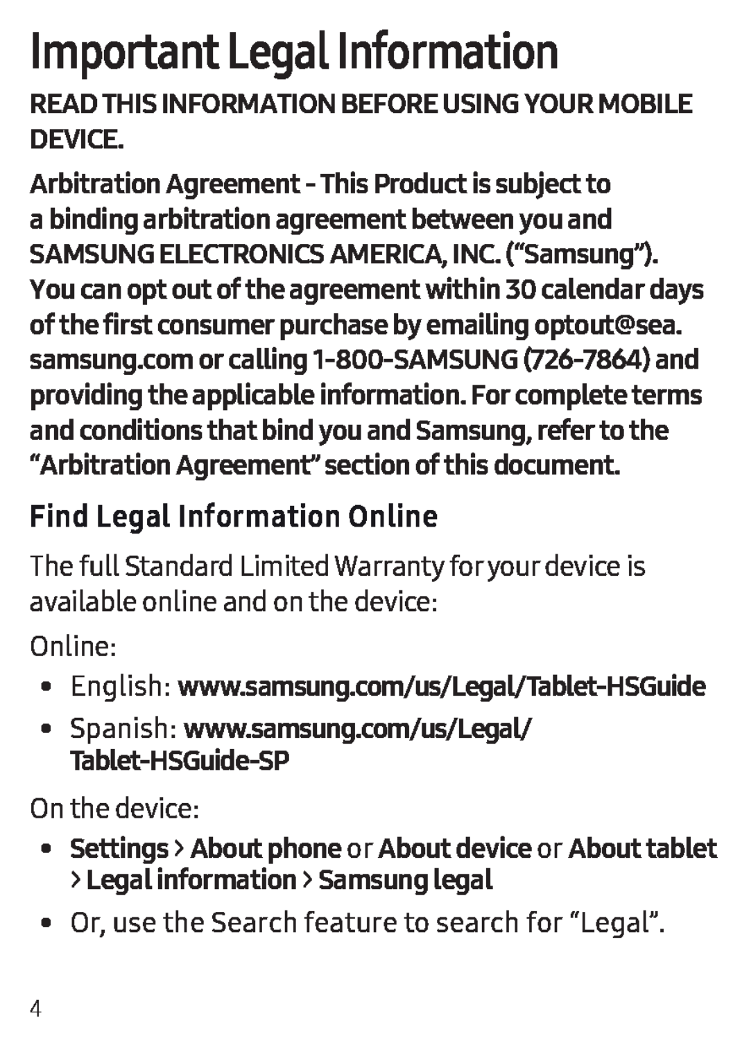 Find Legal Information Online Galaxy Tab E 8.0 US Cellular