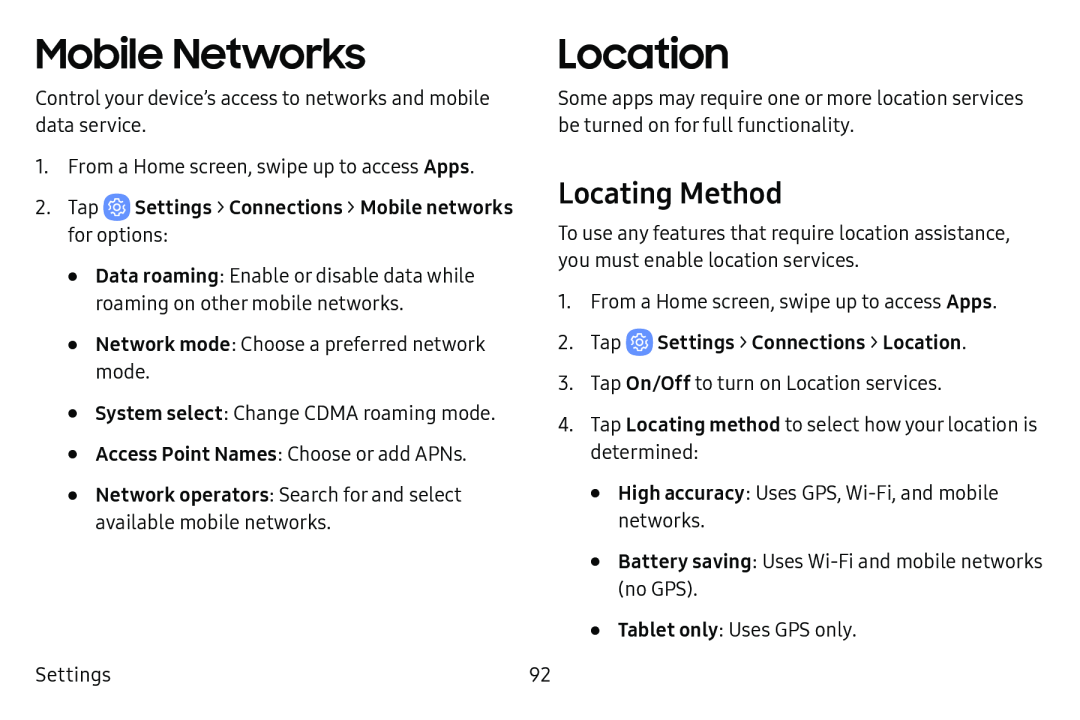 Mobile Networks Galaxy Tab E 8.0 US Cellular