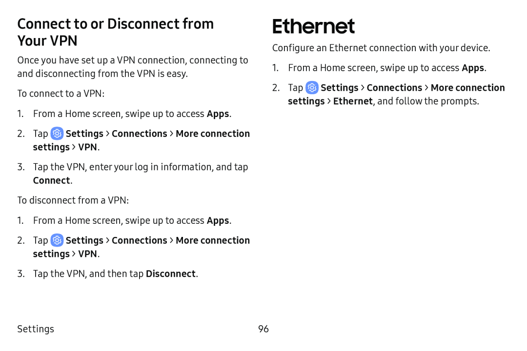 Connect to or Disconnect from Your VPN Ethernet