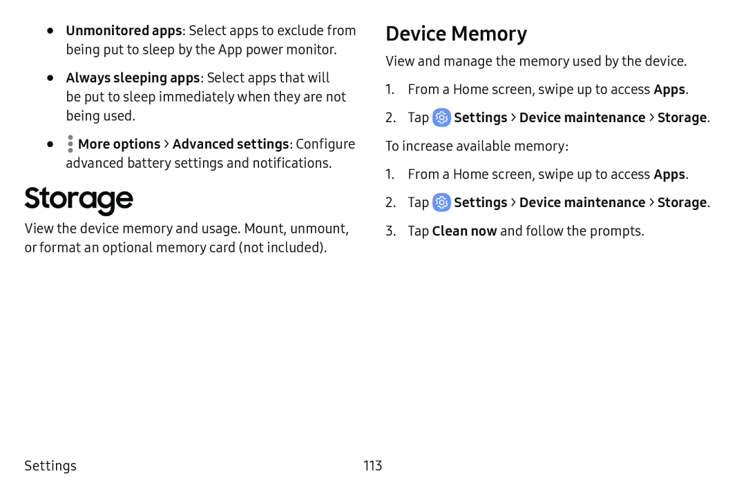 Device Memory Storage