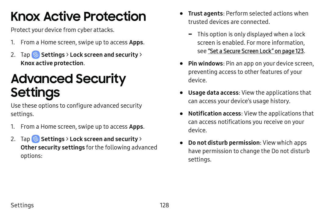 Knox Active Protection Advanced Security Settings