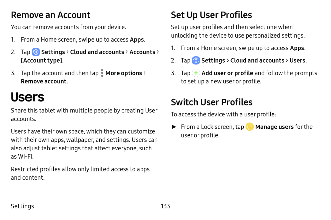 Remove an Account Set Up User Profiles