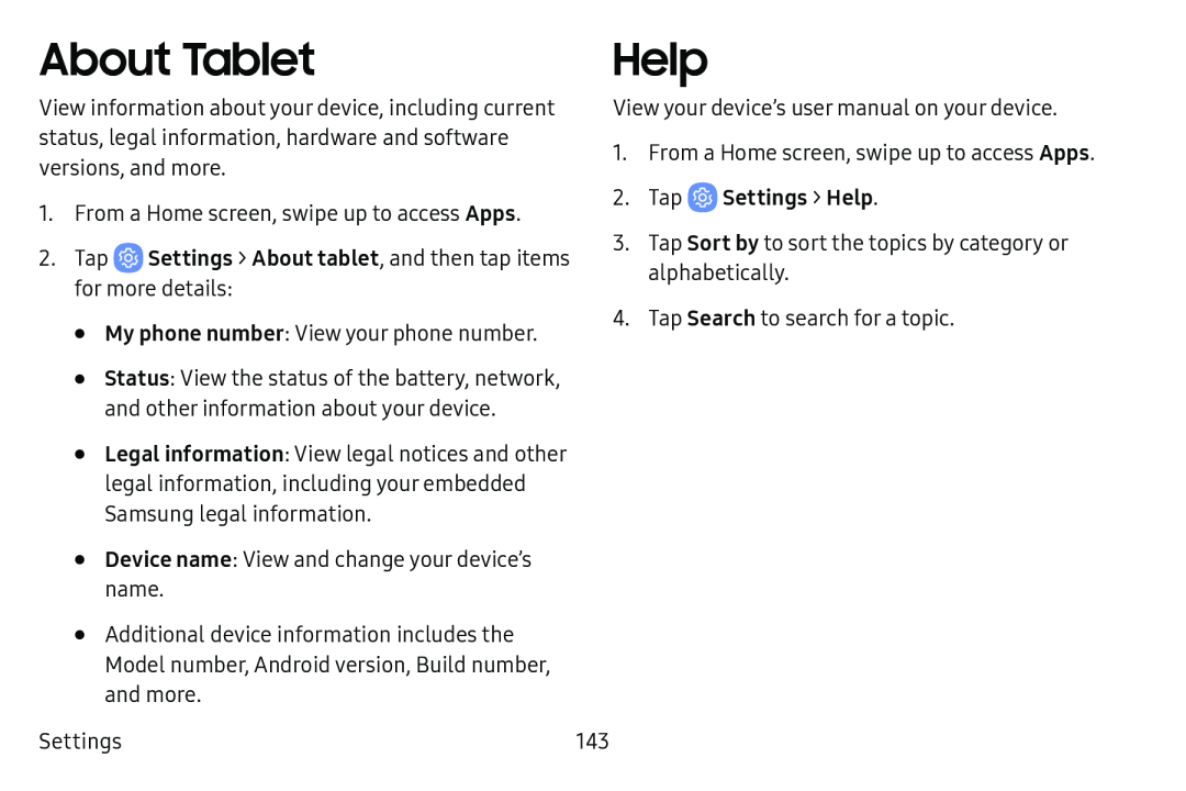 About Tablet Help