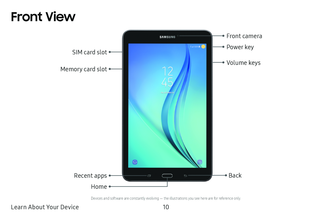 Front View Galaxy Tab E 8.0 US Cellular