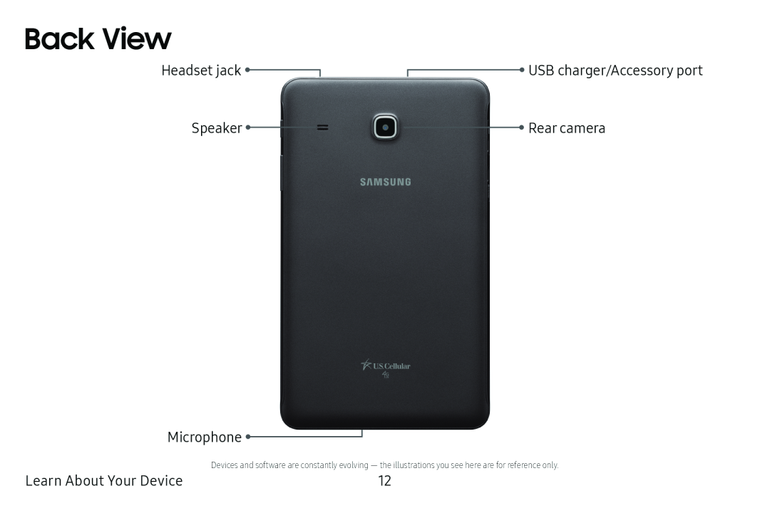 Back View Galaxy Tab E 8.0 US Cellular