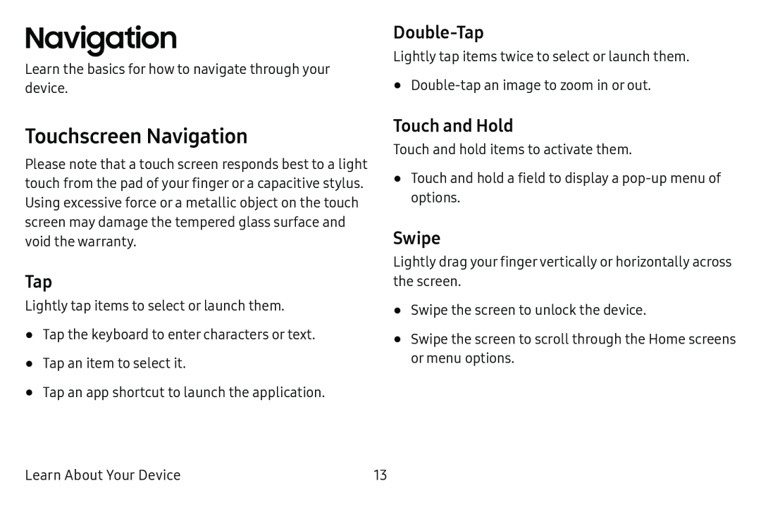 Touchscreen Navigation Galaxy Tab E 8.0 US Cellular