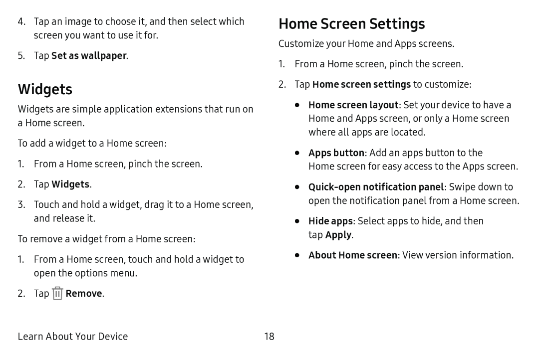 Home Screen Settings Galaxy Tab E 8.0 US Cellular