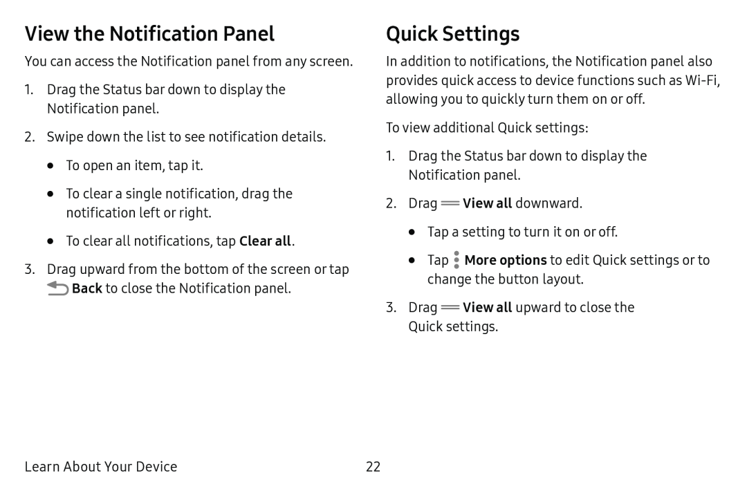 Quick Settings Galaxy Tab E 8.0 US Cellular