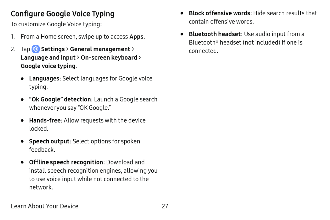 Configure Google Voice Typing Galaxy Tab E 8.0 US Cellular