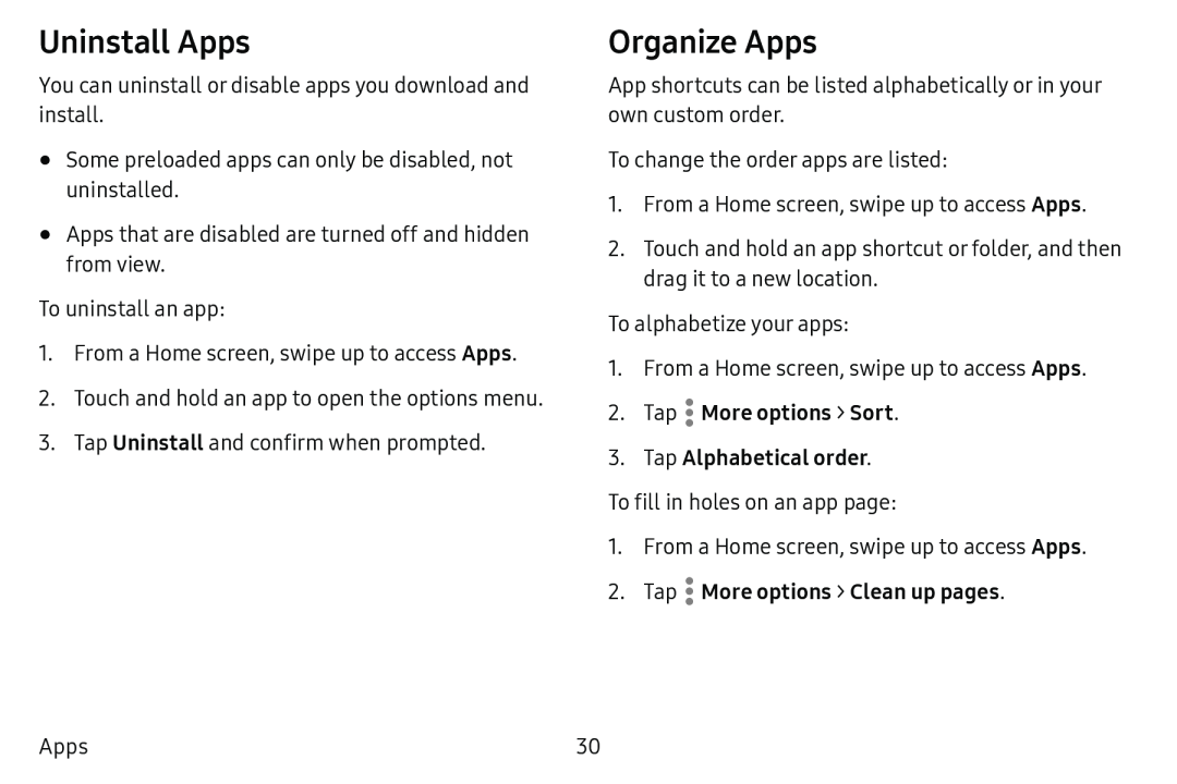 Uninstall Apps Organize Apps