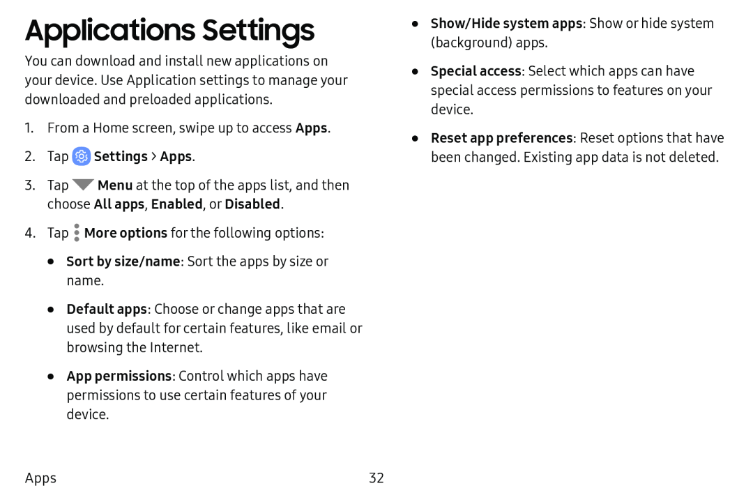 Applications Settings