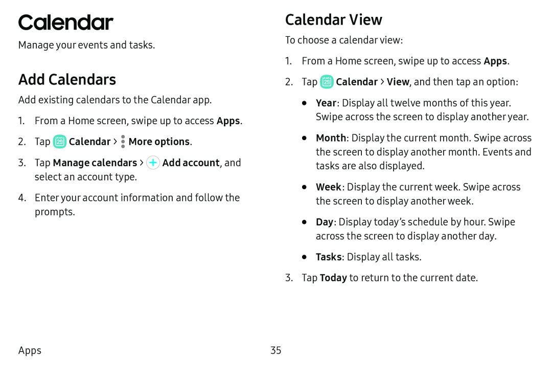 Calendar View Galaxy Tab E 8.0 US Cellular