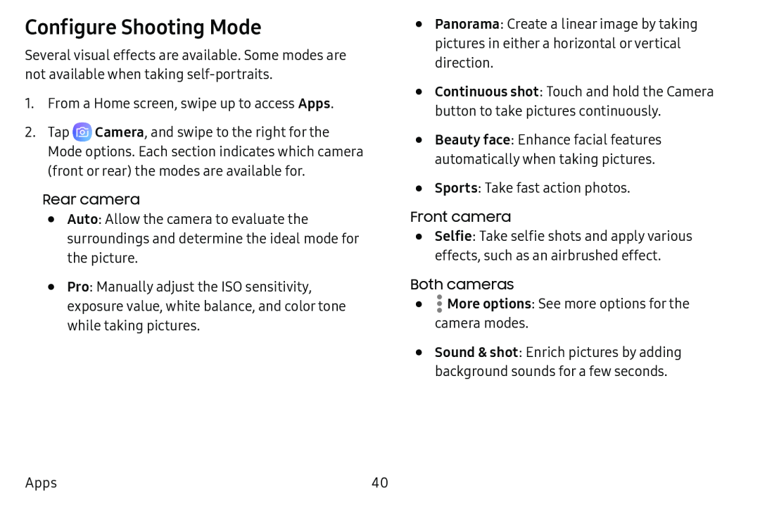 Configure Shooting Mode