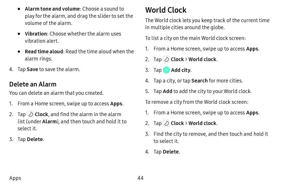 Delete an Alarm World Clock