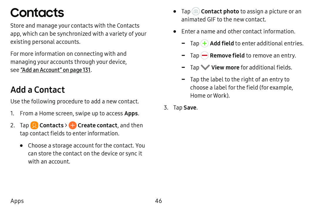 Add a Contact Contacts