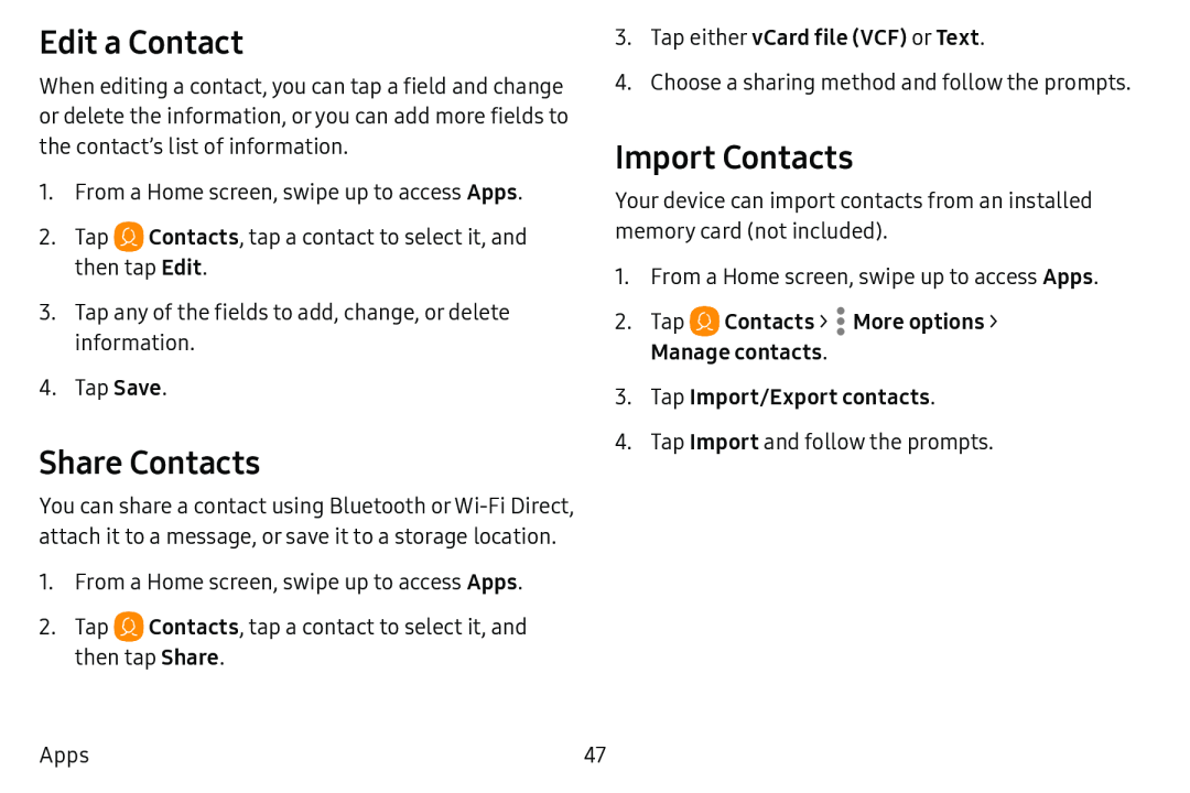 Edit a Contact Galaxy Tab E 8.0 US Cellular