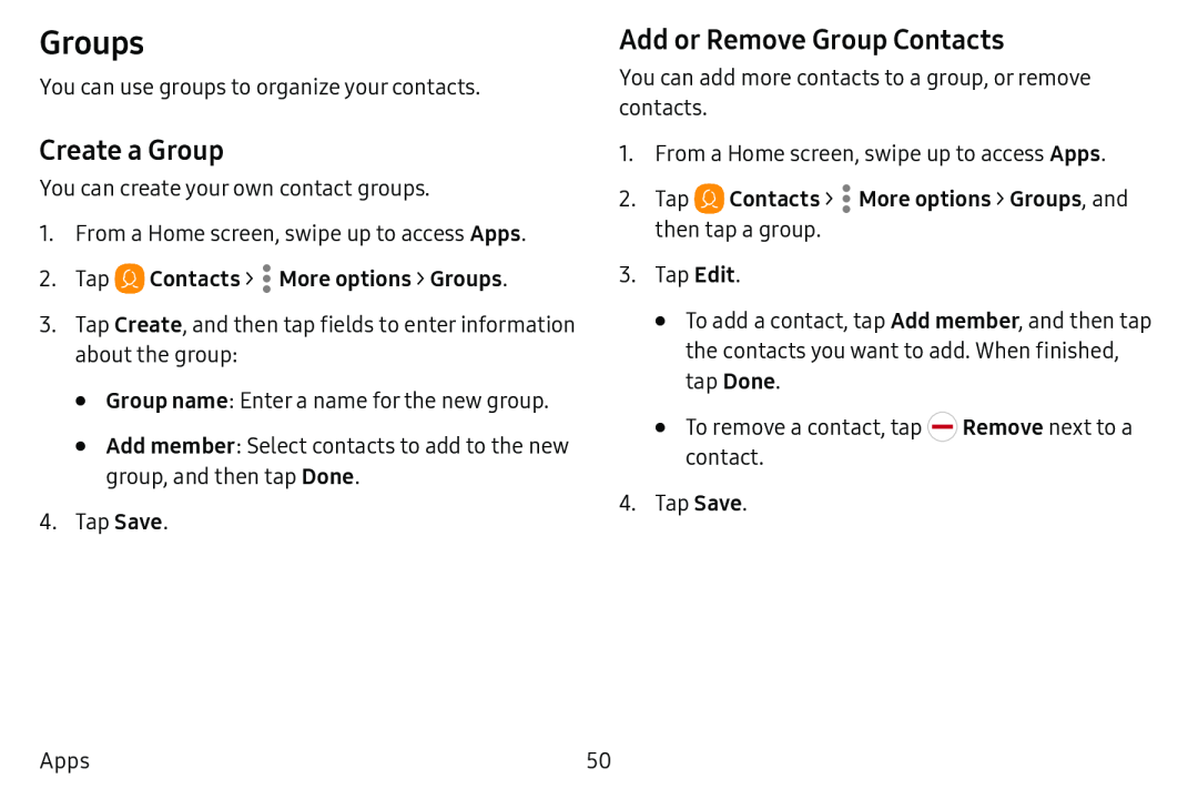 Add or Remove Group Contacts Galaxy Tab E 8.0 US Cellular