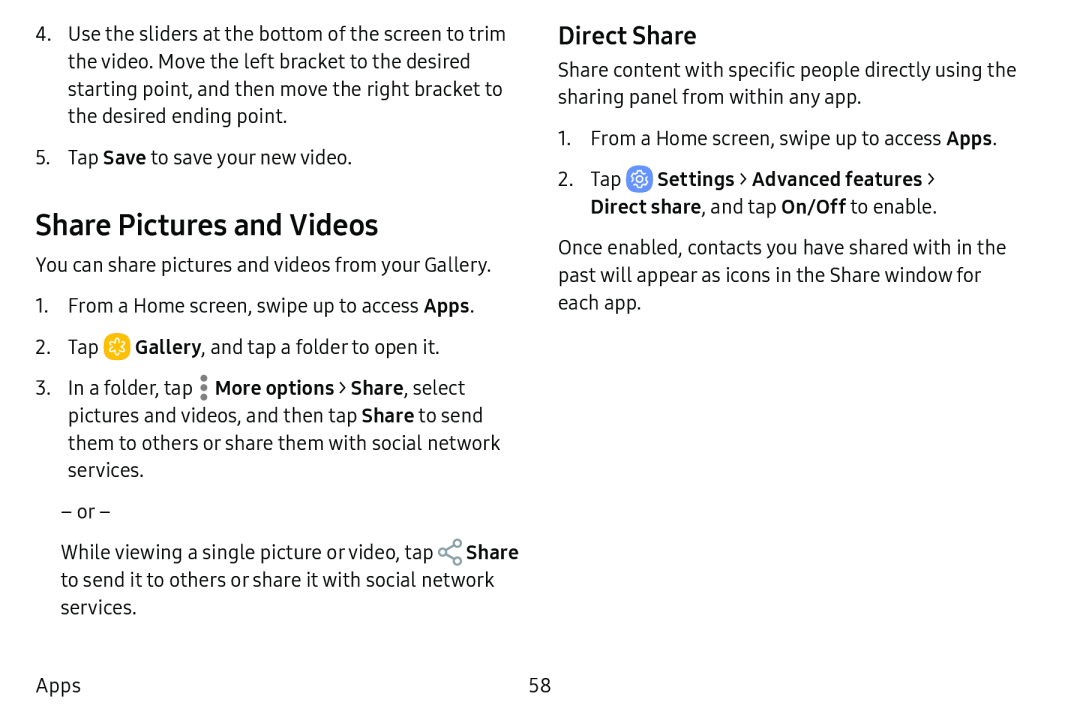 Direct Share Share Pictures and Videos