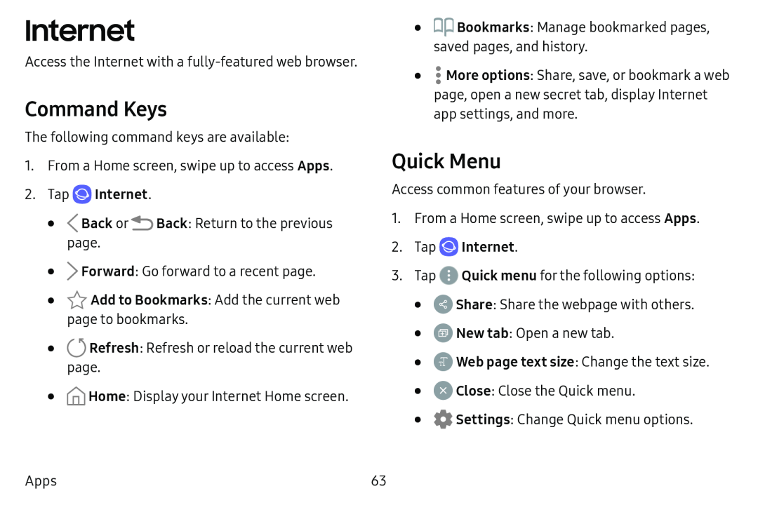 Command Keys Quick Menu